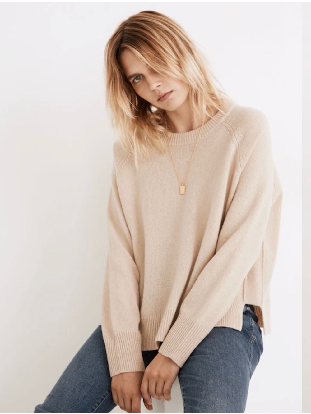Madewell (Re)sourced cashmere crewneck sweater Beige S